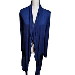 Premise Blue Long Sleeve Open Front Cardigan Asymmetrical Hem Lightweight Medium